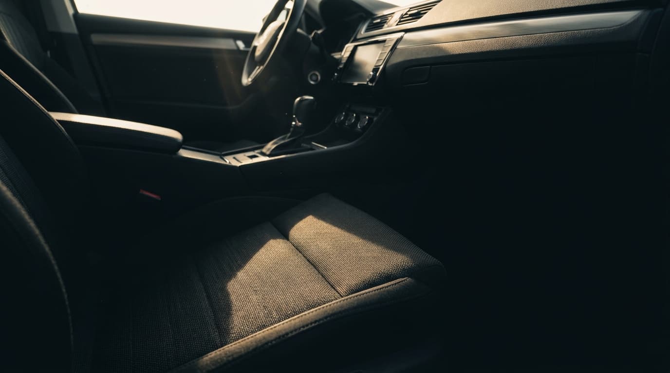 Frisch aufbereiteter Fahrzeug-Innenraum bei warmem Licht